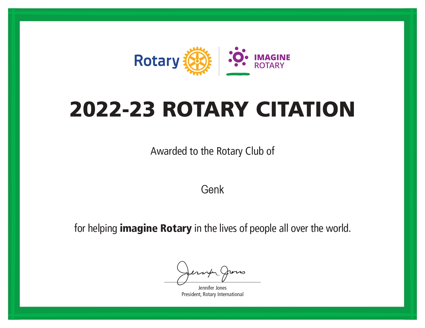 2022-23 Rotary Citation